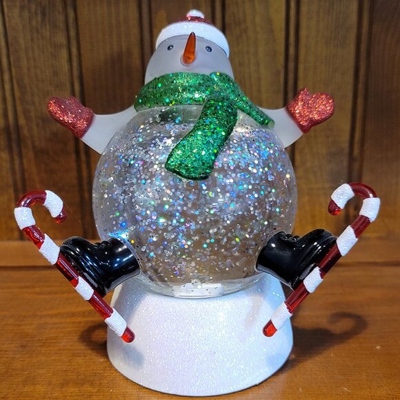 Color Changing Light Up Skiing Snowman Snow Globe - Picture 1 of 4